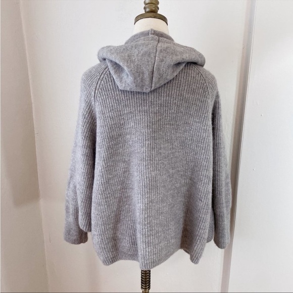 Anthropologie Gray Heather Open Front Hooded Cocoon Cardigan Sweater One Size - Picture 2 of 9